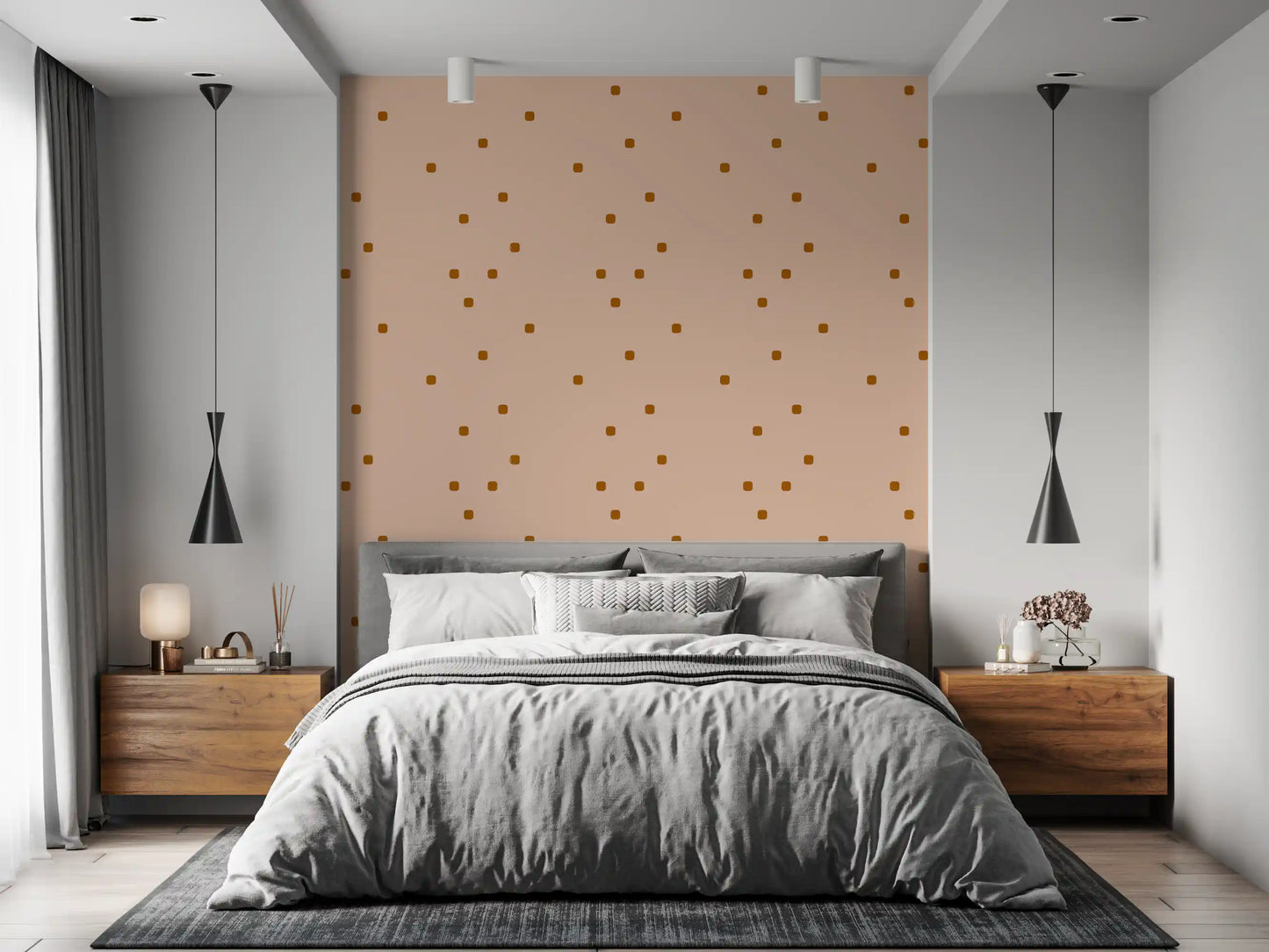 Blush Beige Polka Dot Wallpaper Retro Minimal Wallpaper⁠