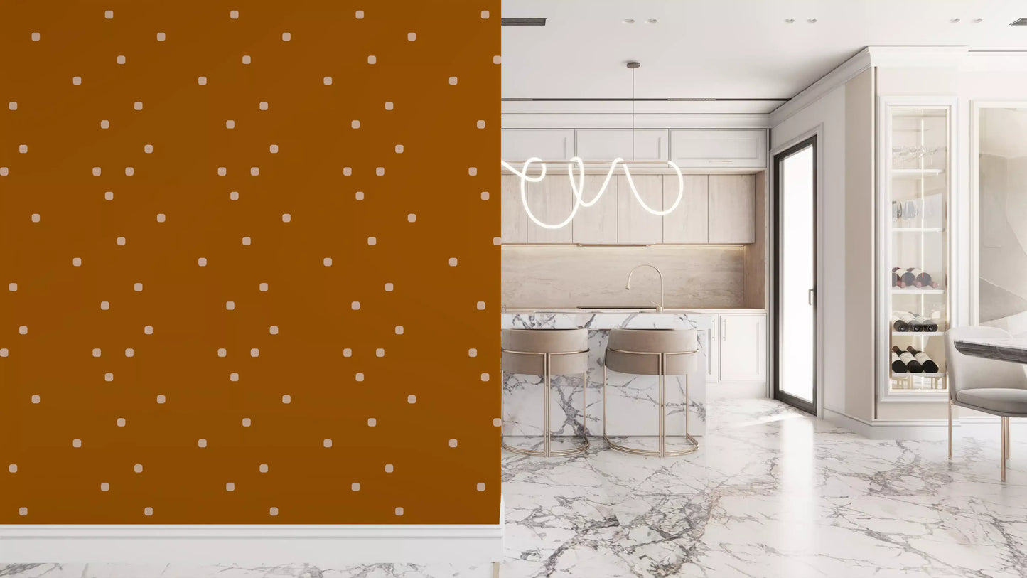 Terracotta Beige Polka Dot Wallpaper Retro Minimal Wallpaper⁠