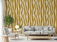Home Golden Boho Wallpaper with relaxed retro stripe pattern