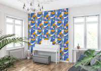 Stripe bars and concentric rings on the Retro Geo Blocks wallpaper pattern