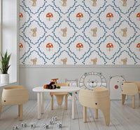 Playroom styled with the Whimsical Woodland Mouse pattern wallpaper