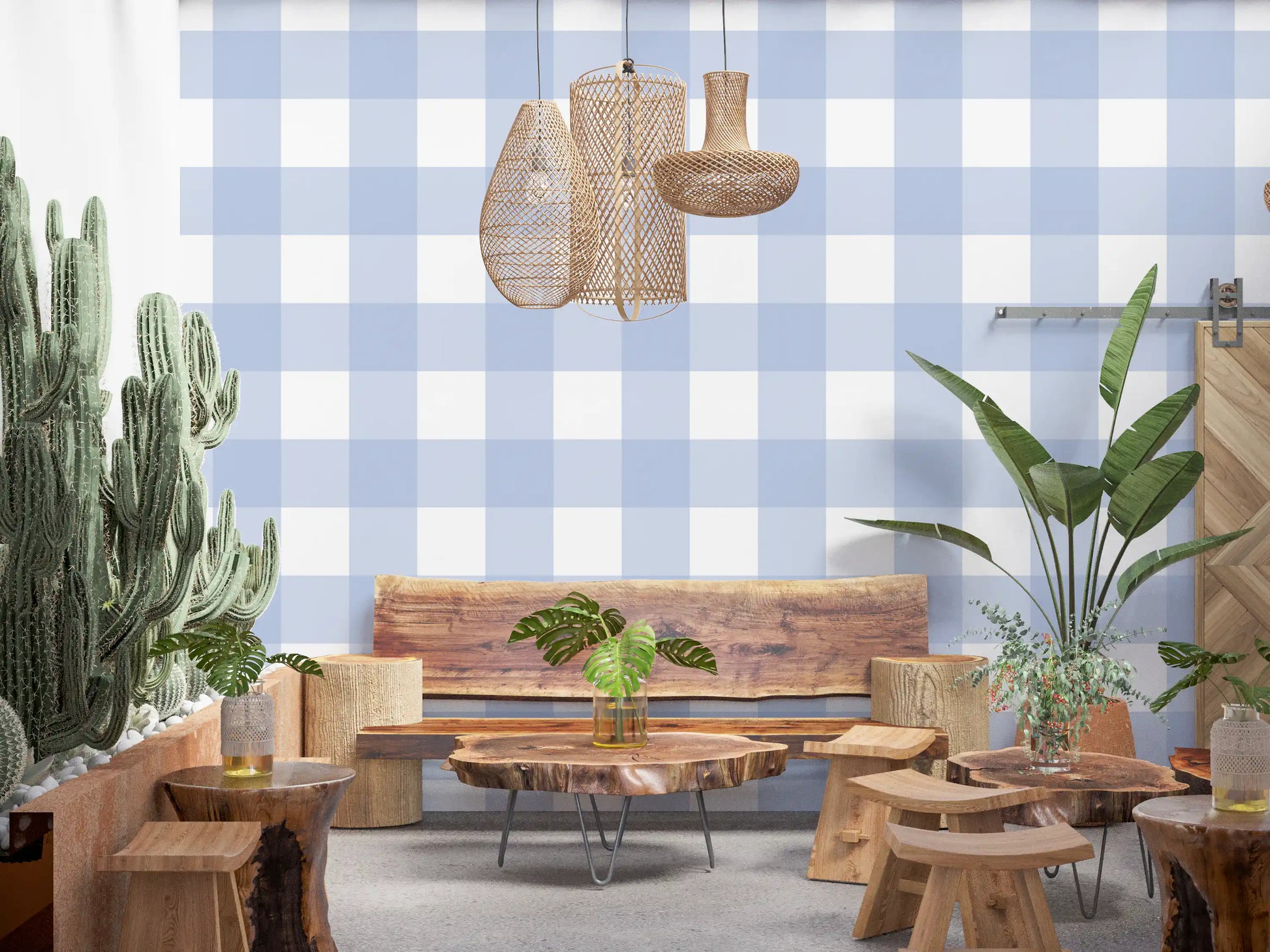Large-scale buffalo check pattern on Crisp Blue Checkered Calm wallpaper