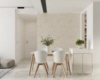Neutral Floral Wallpaper showing white botanical linework on beige