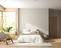 Sketched blooms from the Neutral Floral Wallpaper repeat in a Bedroom