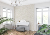 A Music room backdrop lined with the Neutral Floral Wallpaper in ivory tones