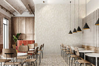 Neutral Floral Wallpaper covering a Cafe and restaurant area in warm cream