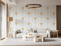 Modern Living area styled around the Sweet Heart Blossom wallpaper