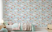 Pastel pink kids' room the unicorn and rainbow Checkerboard wallpaper