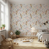 Children's room showing the Whimsical Otters wallpaper 