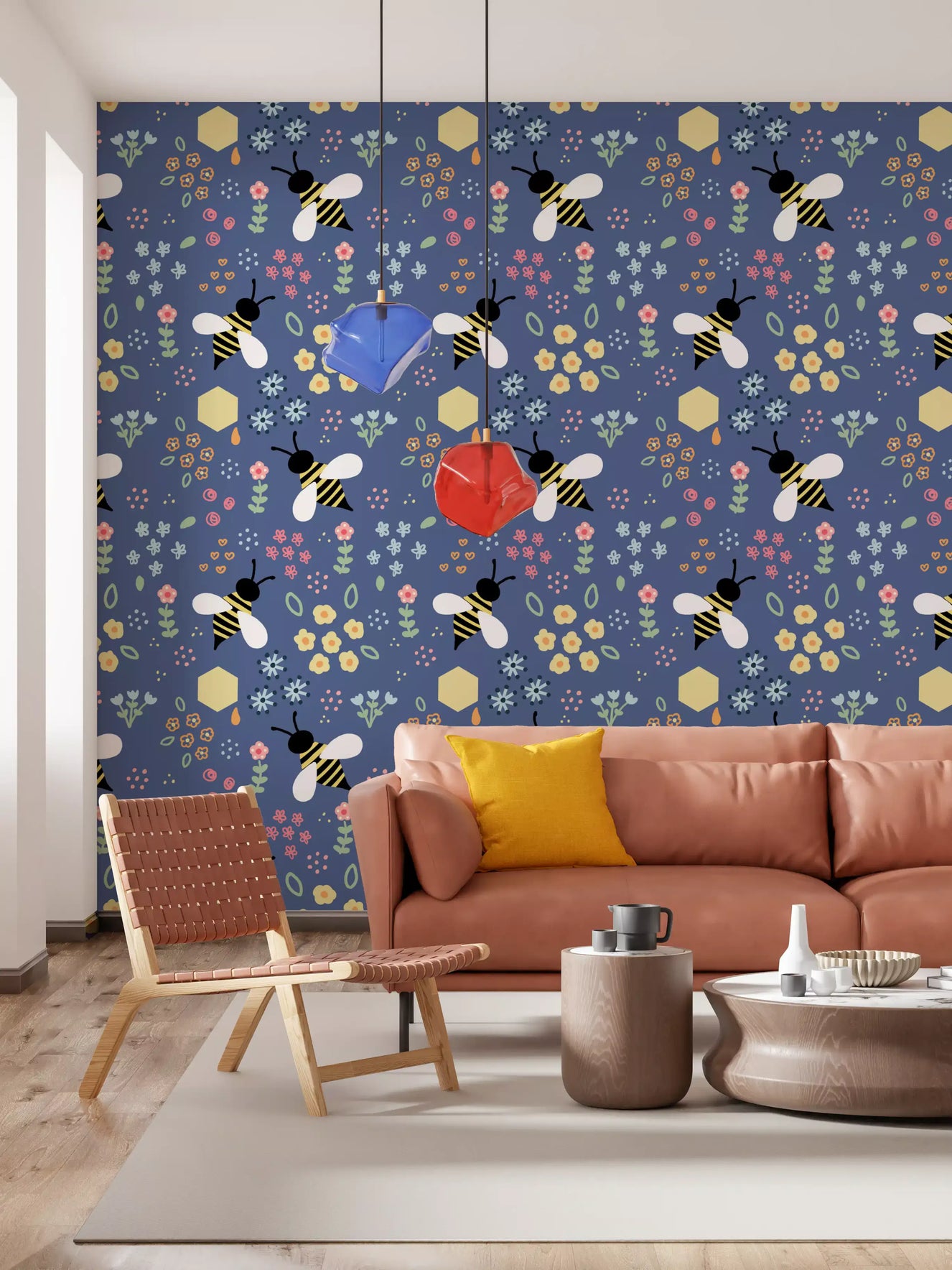 Whimsical Bee Garden Wallpaper⁠