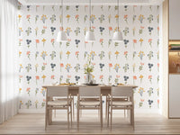 Playful Wildflower Portraits wallpaper applied to a Dining  room feature area