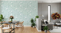 Mint forms a quiet ground for the Serene Sky Birds wallpaper repeat.