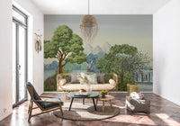 Tigers and a lone lion populate Safari River Oasis wall mural without much fuss.