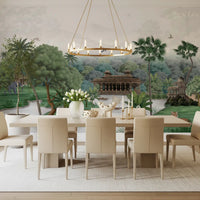 Built from quiet tones, Emerald Palace wall mural marks a Dining room .