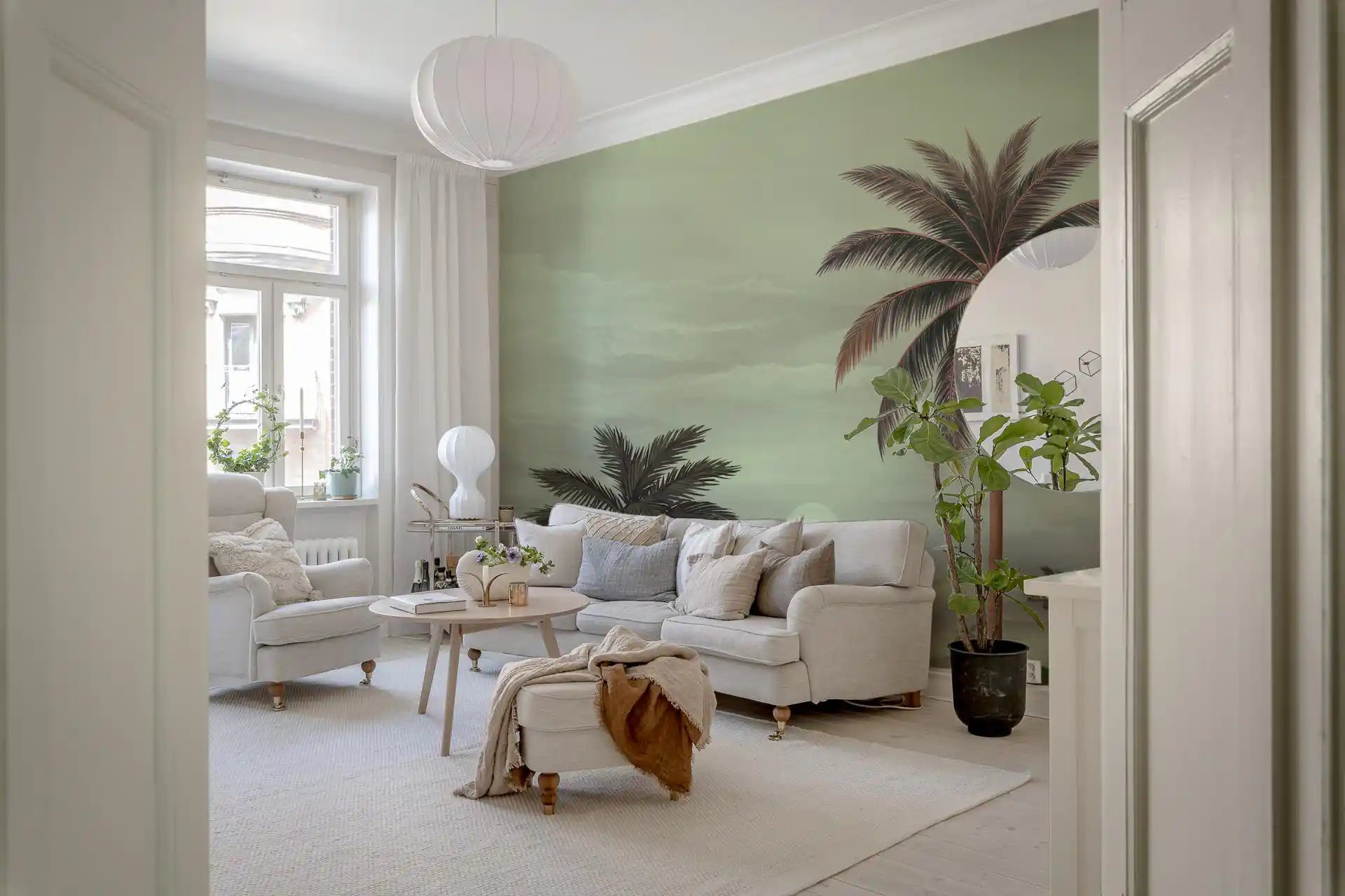 Hallway Riverbanks Wall Mural showing Tropical Serenity water scenery