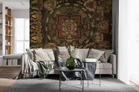 golden rings frame the deities inside the Ancient Cosmic Harmony wall mural