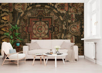 Light lounge areas beautifully against the shaded Ancient wall mural.