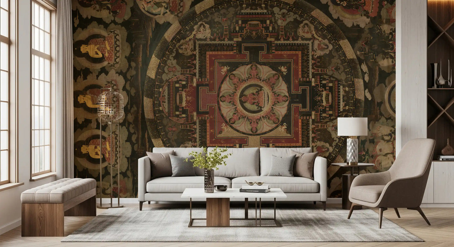 palace structures form the core of this fascinating Cosmic wall mural.