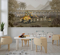 Kids play area arranged around the Mughal Grandeur procession wall mural