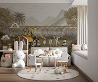 Golden elephant under a royal canopy leads the Mughal Grandeur procession wall mural