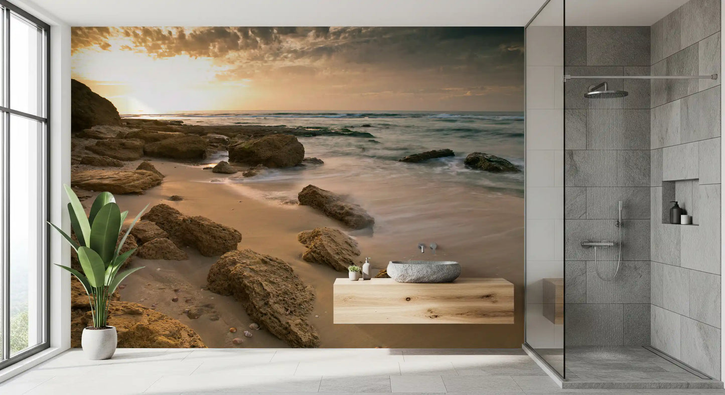 Golden Quiet Shore Wall Mural