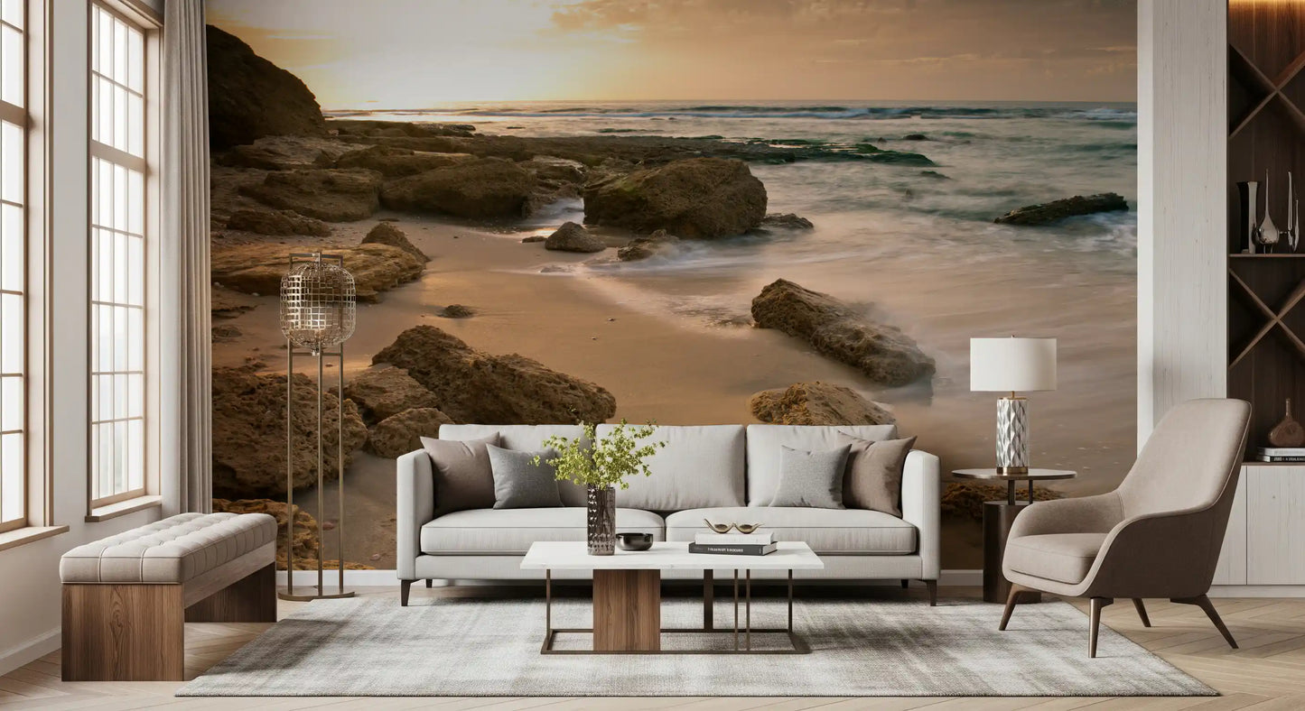 Golden Quiet Shore Wall Mural