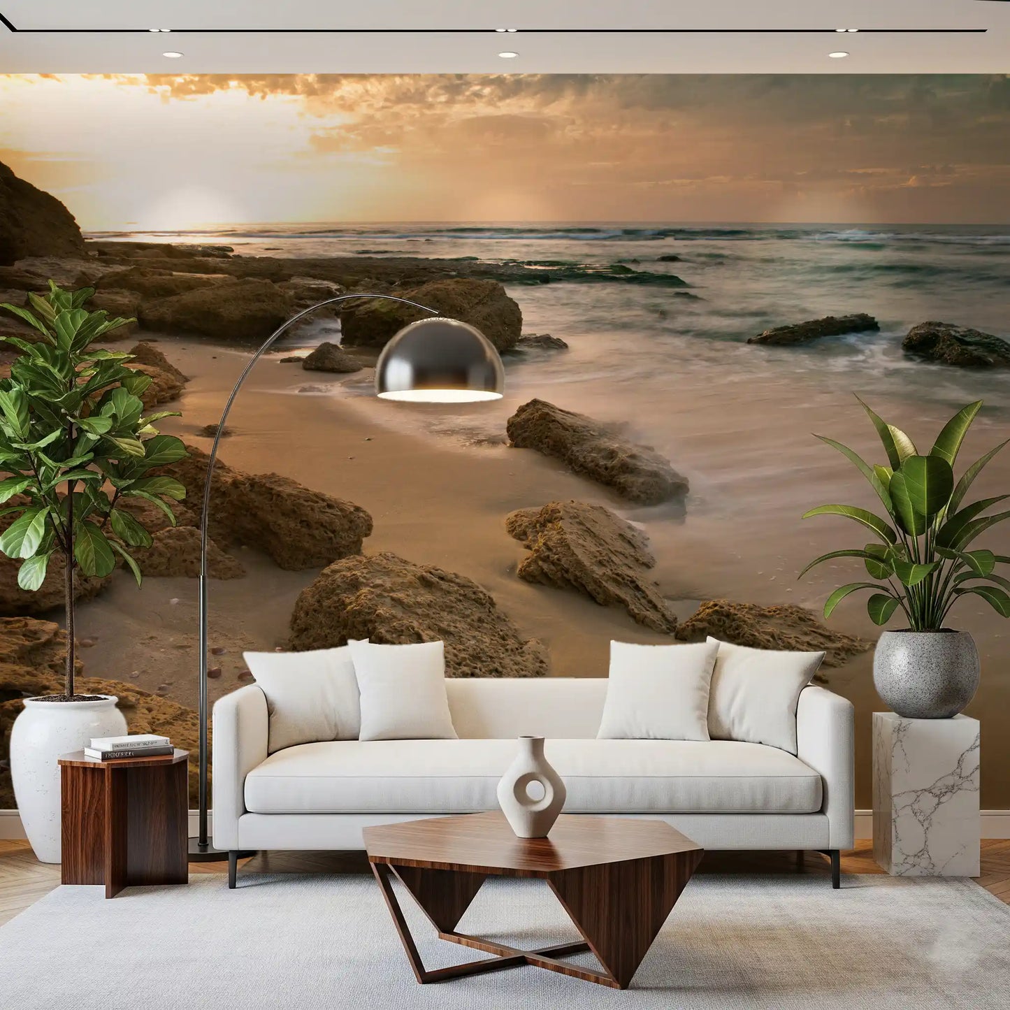 Golden Quiet Shore Wall Mural