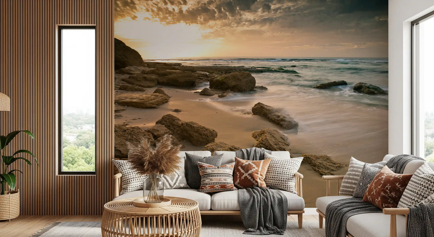 Golden Quiet Shore Wall Mural