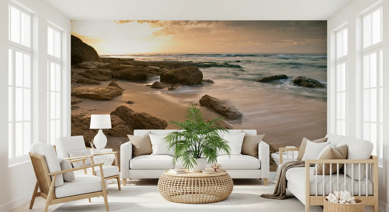 Golden Quiet Shore Wall Mural