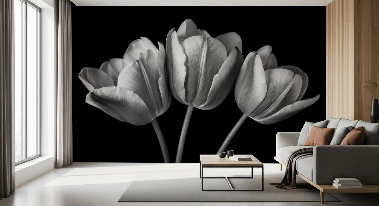 Elegant Tulip Shadows Wall Mural