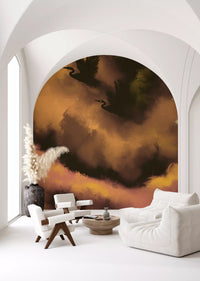 Hallway carrying the dusky sky of the heron Ethereal Flight wall mural