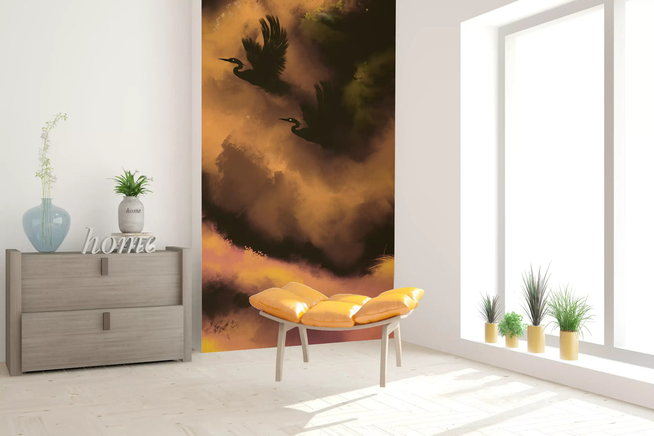 Ethereal Flight Moody Mystical Watercolor Dark Wall Mural