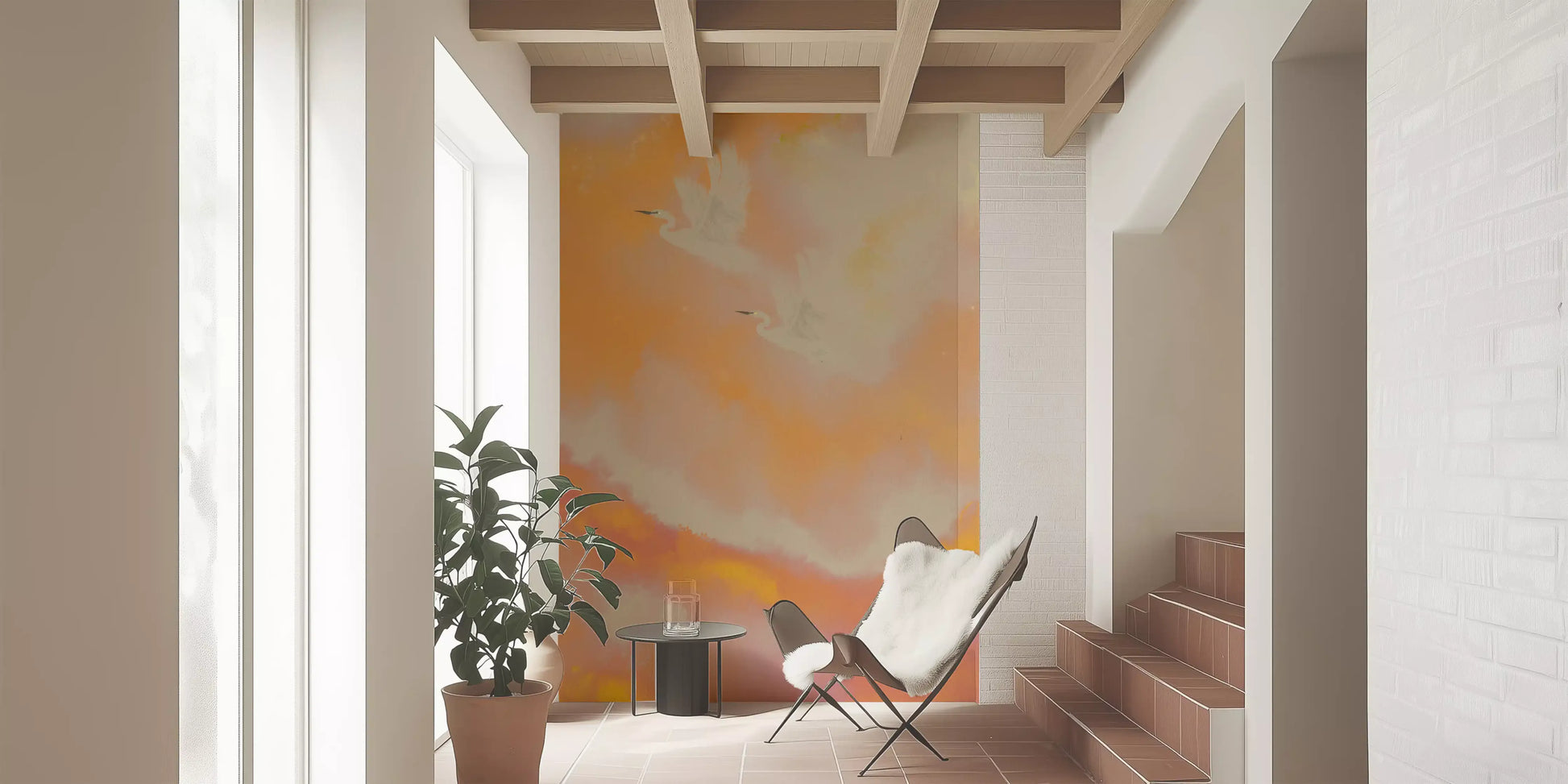 Entryway lifted by a Soaring Dreams sunset wall mural