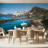 Coastal Peaks Turquoise Depths wall mural with granite peaks above clear shallows