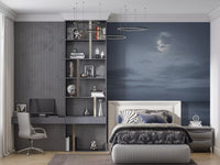 Bedroom backed by the Moonlit Ocean Serenity ocean wall mural