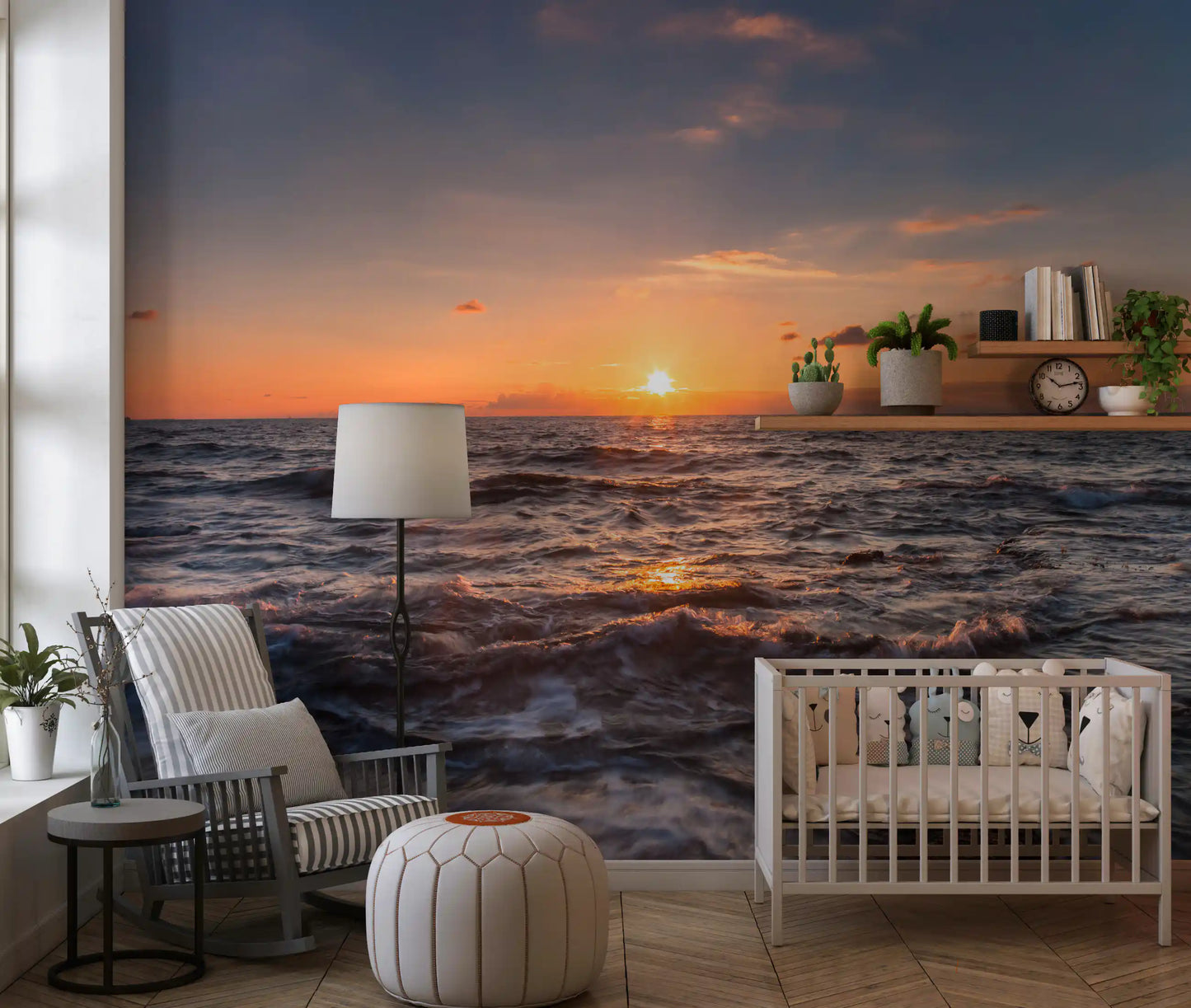 Golden Horizon Waves Wall Mural