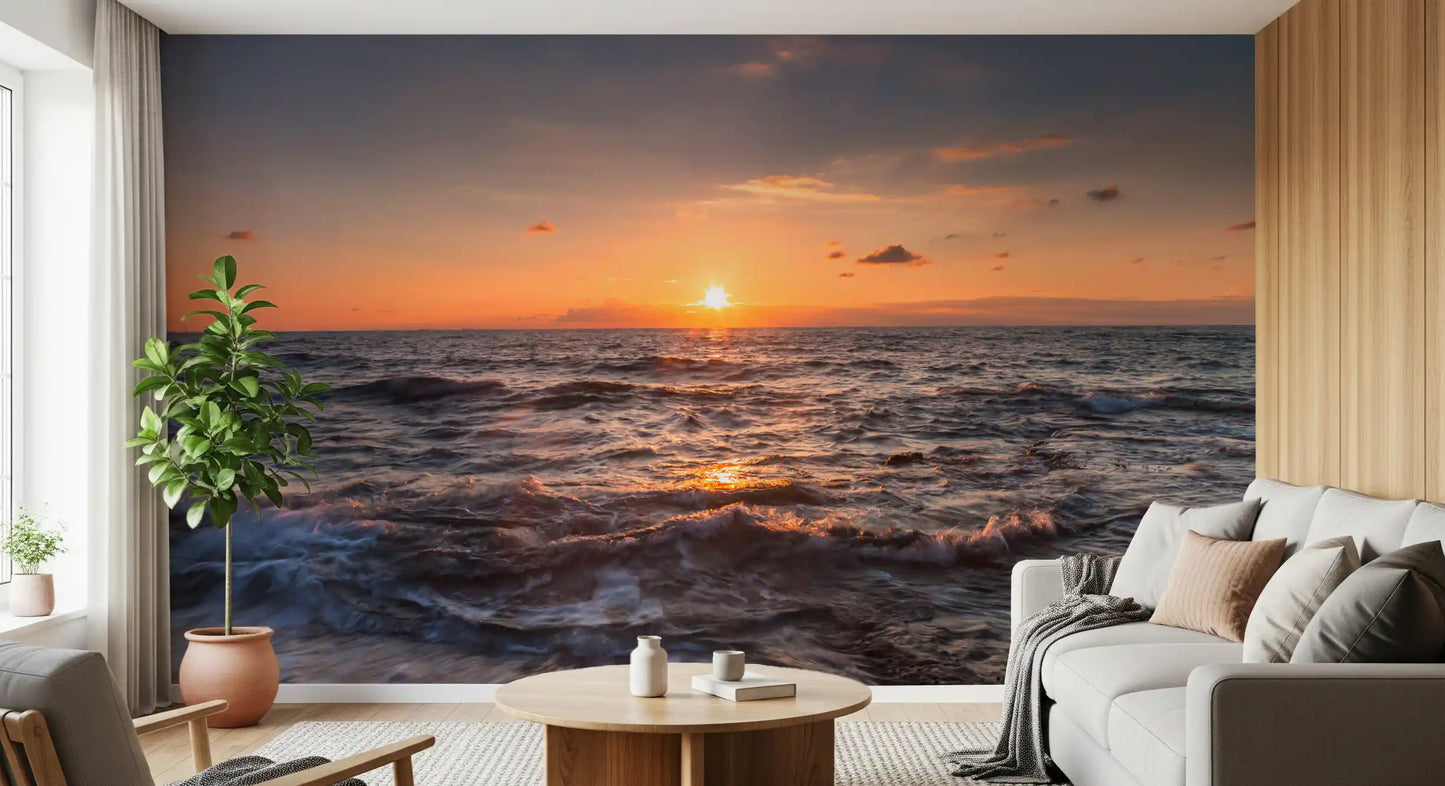 Golden Horizon Waves Wall Mural