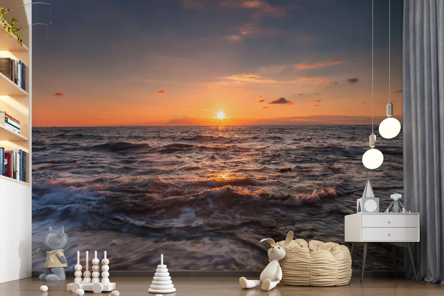 Golden Horizon Waves Wall Mural