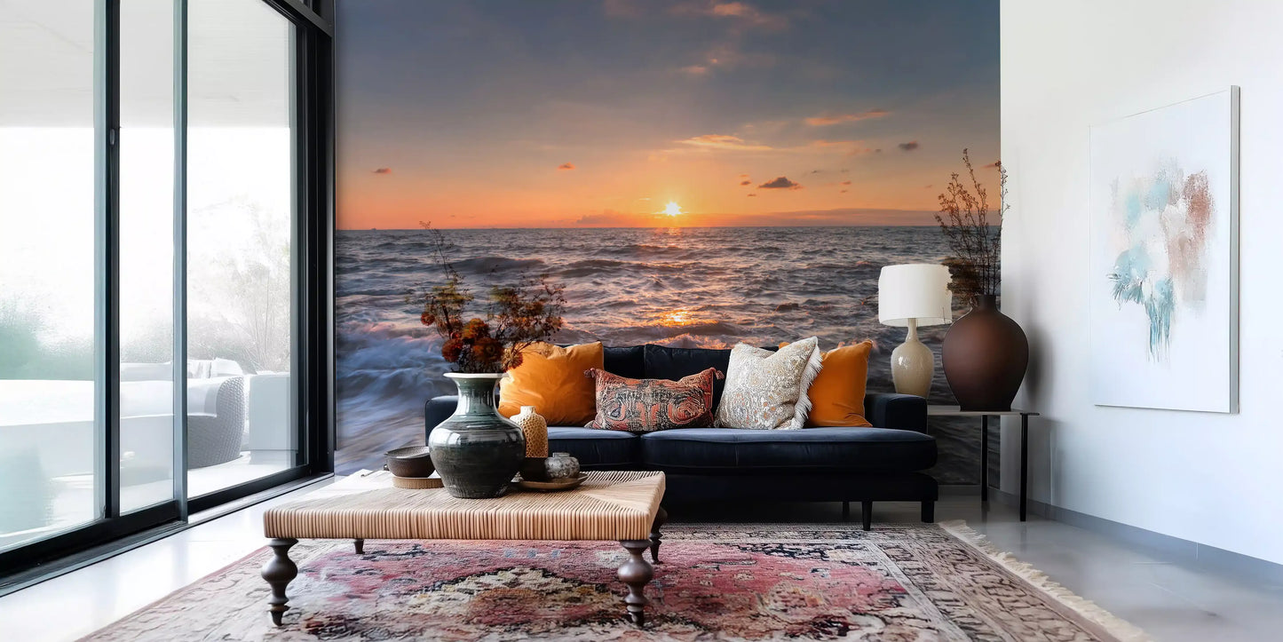 Golden Horizon Waves Wall Mural