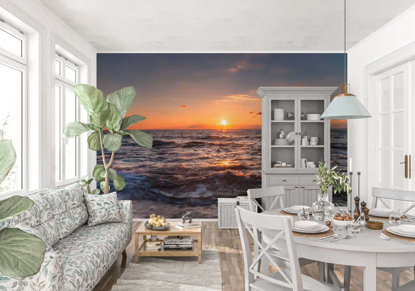 Golden Horizon Waves Wall Mural
