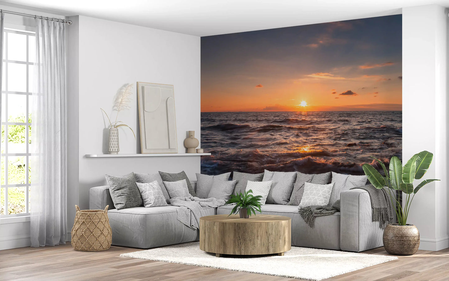 Golden Horizon Waves Wall Mural