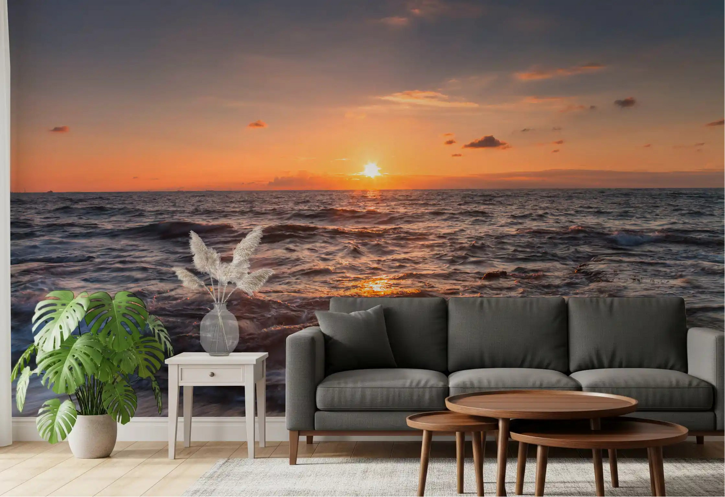 Golden Horizon Waves Wall Mural