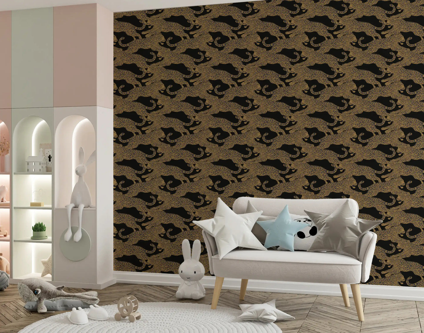 Prowling Leopards Pattern Wallpaper⁠