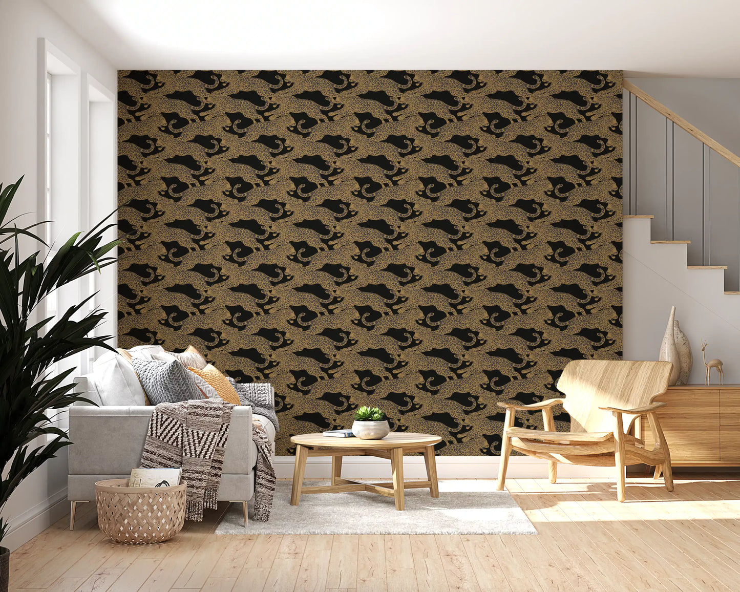 Prowling Leopards Pattern Wallpaper⁠