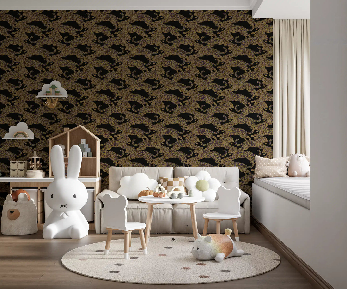 Prowling Leopards Pattern Wallpaper⁠