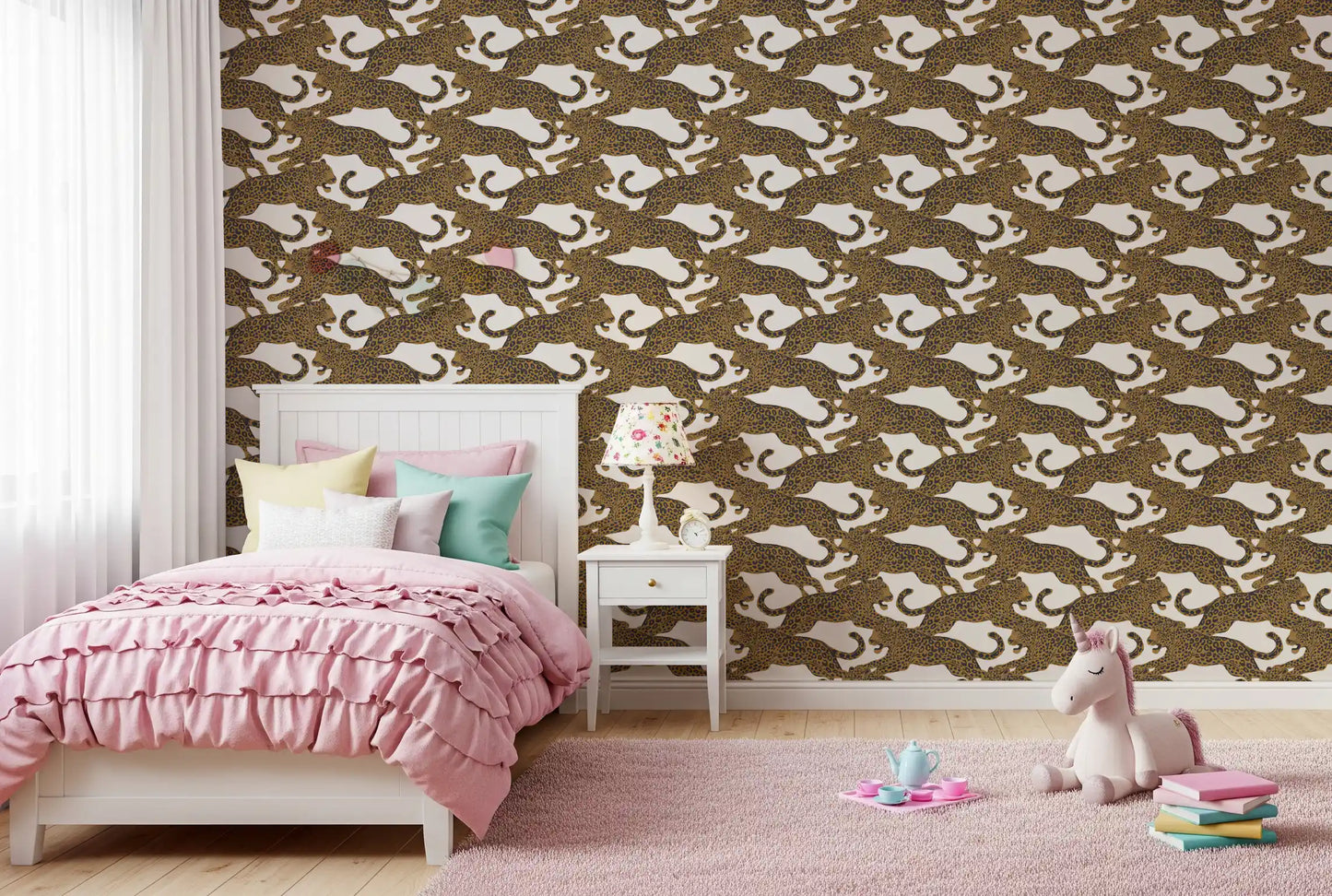 Golden Leopard Chase  Wallpaper⁠