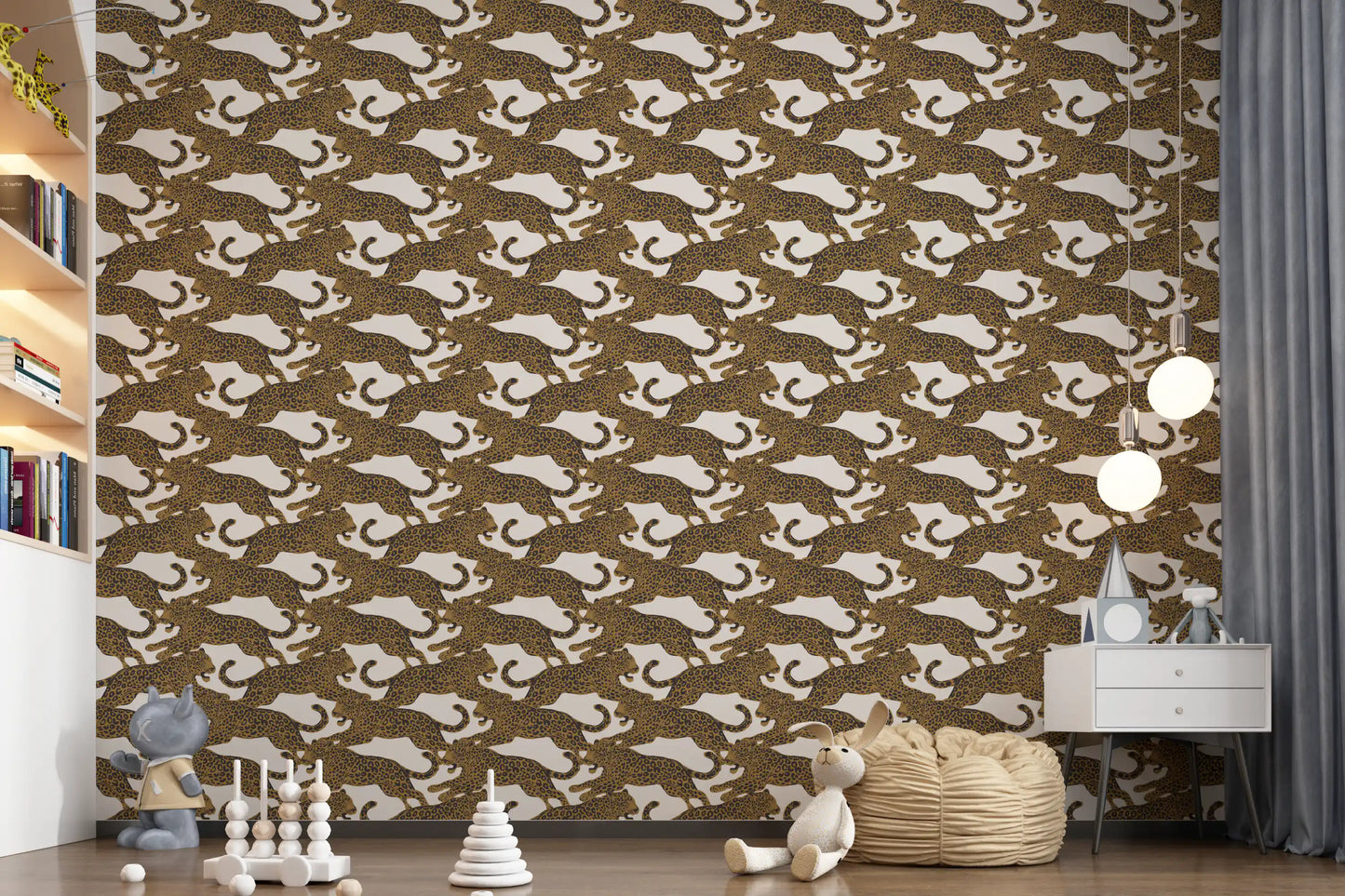 Golden Leopard Chase  Wallpaper⁠