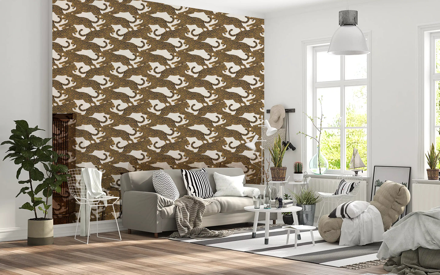 Golden Leopard Chase  Wallpaper⁠