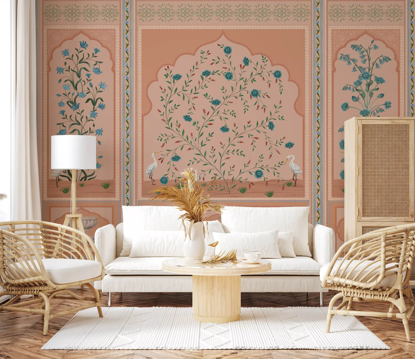 Serene Mughal Garden Panels Wall Mural