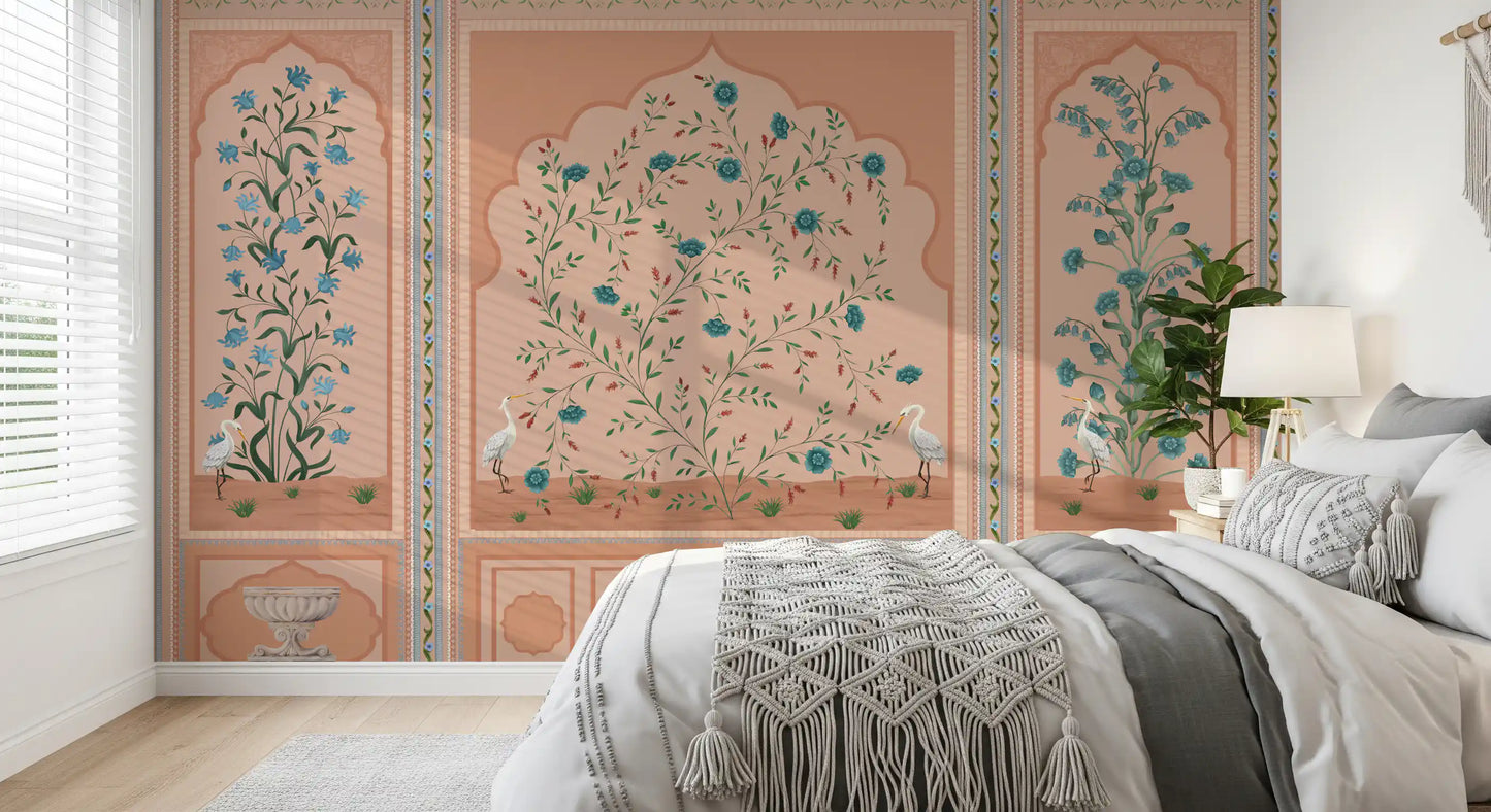 Serene Mughal Garden Panels Wall Mural